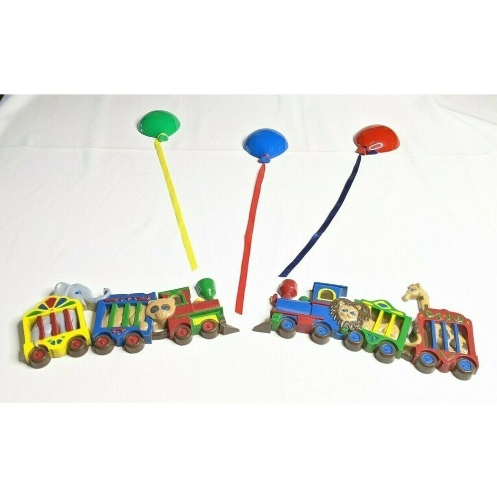 Vintage Baby Room Train Balloons Wall Decor Colorful Plastic USA Made BRIGHT
